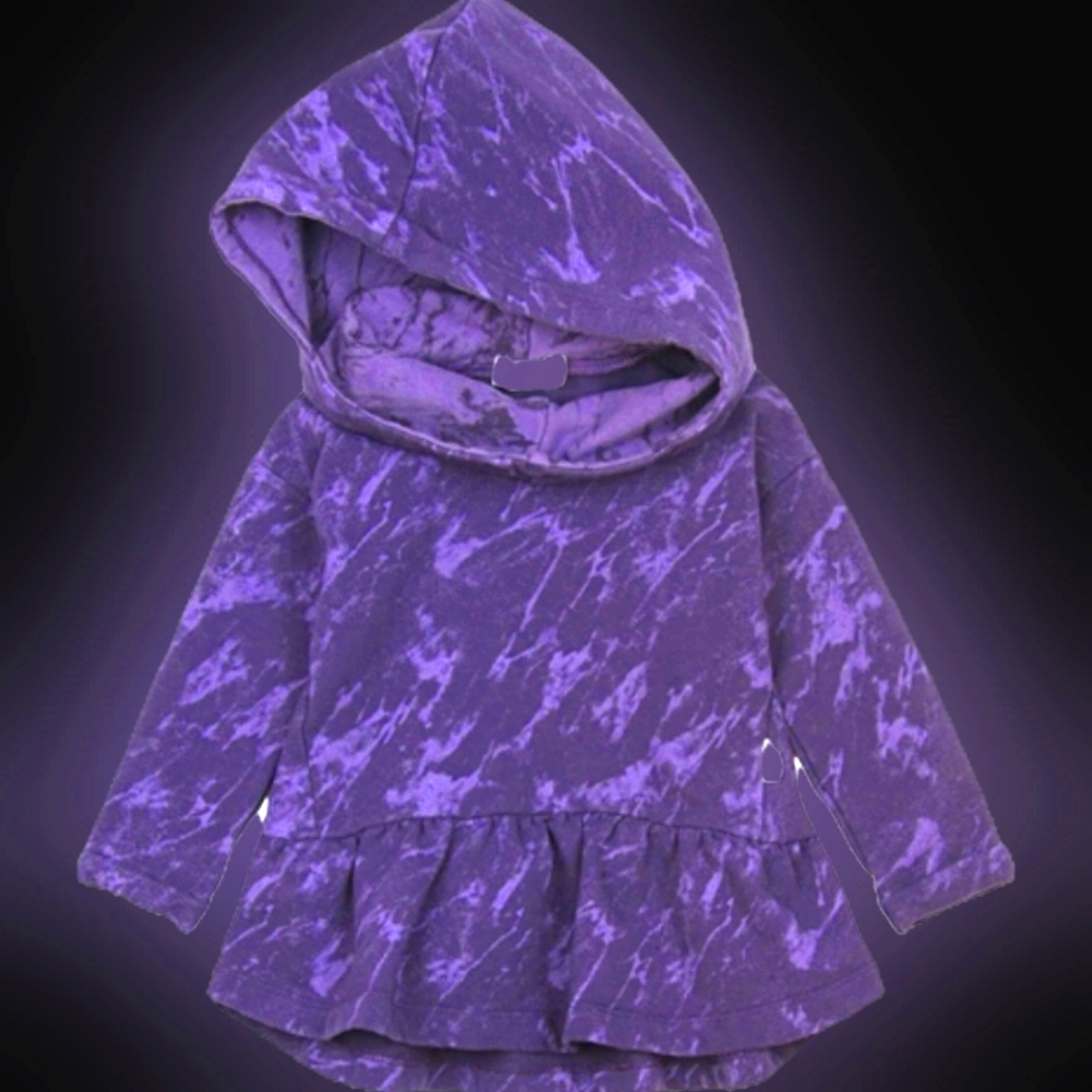 Hooded sweatshirt dress inmarble print